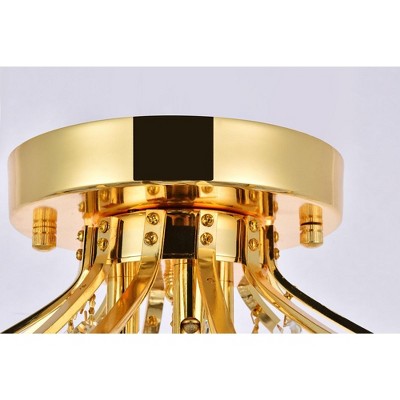 Gold and Crystal 12" Flush Mount Light with Royal Cut Crystals
