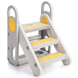Foldable Step Stool for Bathroom Sink, Toddler Adjustable 3 Steps Stool with Handles, Kids Step Stool for Kitchen Counter, Toilet Potty Training - 1 of 4
