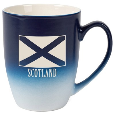 Elanze Designs Scotland Scottish Flag 12 Ounce Ceramic Laser-Etched Engraved Drinkware Mug, Blue and White Ombre