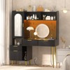 Aheaplus 48'' Vanity Desk with Charging Station and LED Light, Vanity Table with Drawer,  Shelves and Pegboard - 3 of 4