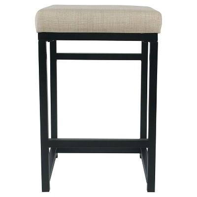 24" Industrial Open Back Counter Stool with Tan Cushion