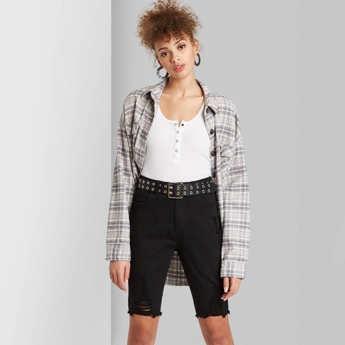 Women S High Rise Distressed Jean Shorts Wild Fable Black 2 Target
