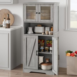 50.4" Tall Freestanding Storage Cabinet with two Doors , More storage space, Multi-Use Wooden Cupboard for Bathroom, Kitchen,  Living Room - 1 of 4