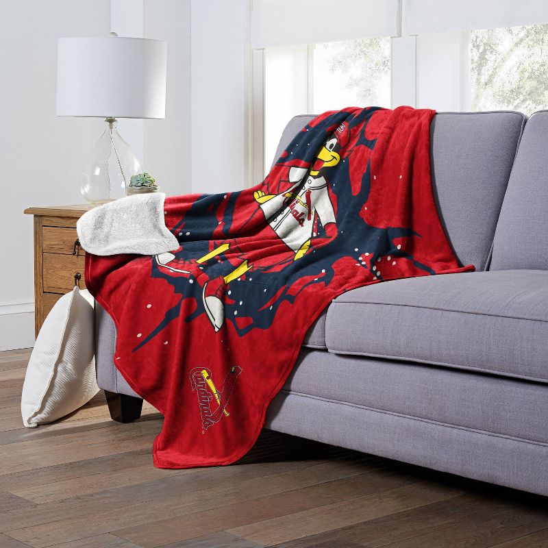 50&#34;x60&#34; MLB St Louis Cardinals Mascot 2 Layer Silk Touch Faux Shearling Throw Blanket, 3 of 6