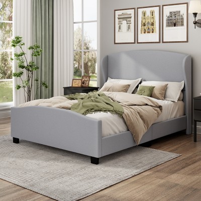 Merax Wingback Linen Upholstered Platform Bed