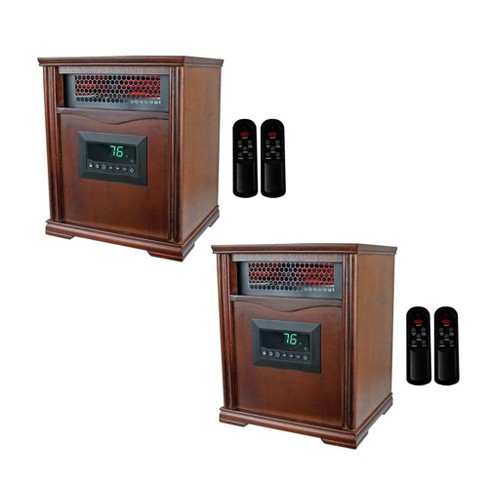 Lifesmart 1500w Portable Electric Infrared Quartz Space Heater For Indoor  Use With 4 Heating Elements And Remote Control, Brown Oak Wood (2 Pack) :  Target