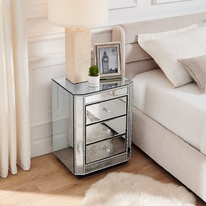 ORRD 3-Drawer Mirrored Nightstand – Modern Bedside & Side Table for Bedroom, Living Room - 1 of 4