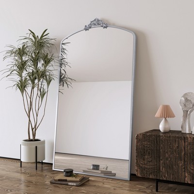 Runesay Full Length Mirror 36x66 Inch Vintage Ornate Arched Floor Mirror