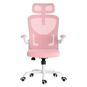 GlasFlength Task and Office Chairs Adjustable Office Chair Ergonomic Swivel Chair Computer Arm Chair for Long Sitting, Pink, 23.43"*23.43"*48.4" - 1 of 4