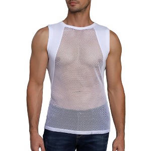 Men's Mesh Tank Top Fishnet Slim Fitted Tank Top Sleeveless Muscle Workout Tee Shirt - 1 of 4