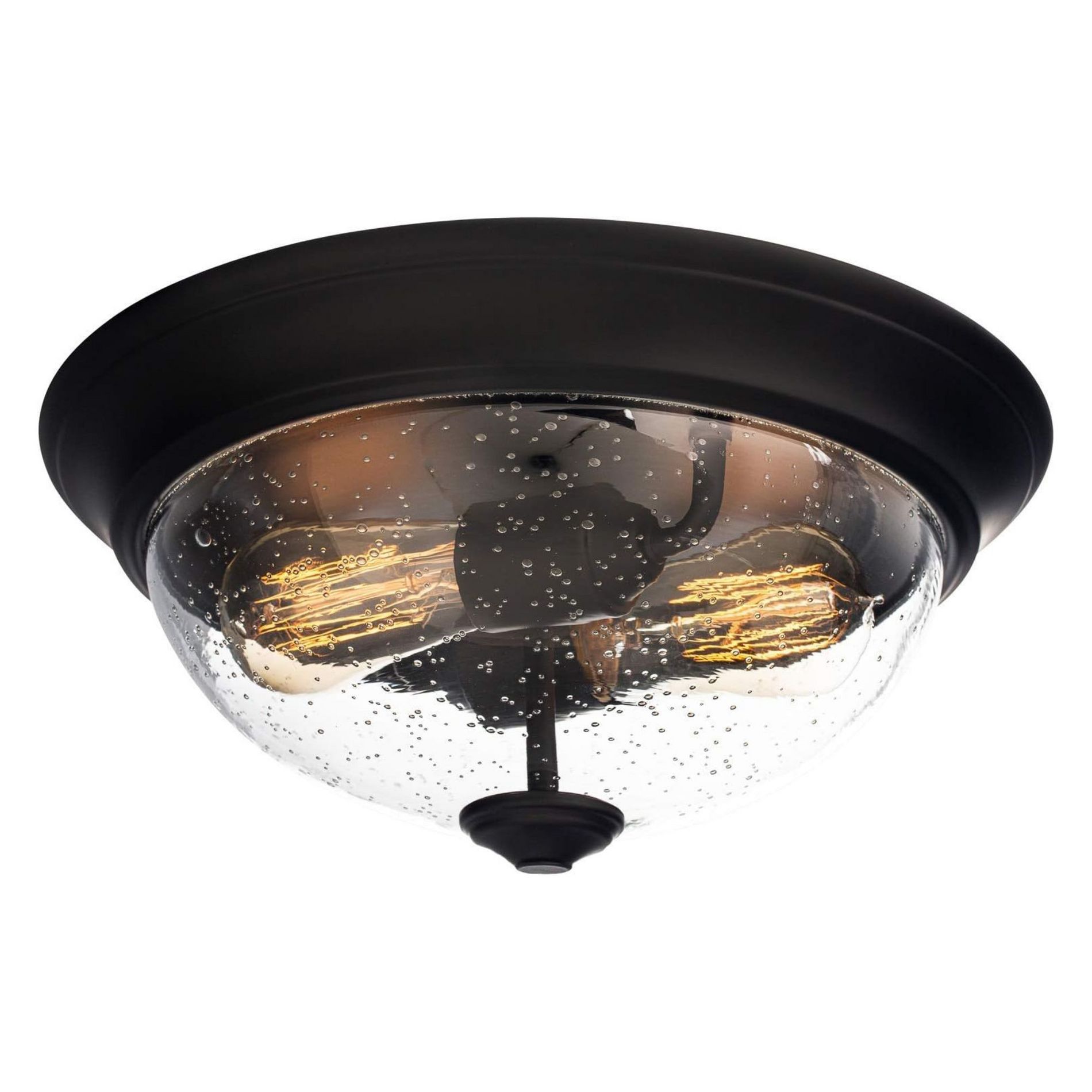 Prominence Home 13 Inch Elegant Flush Mount Ceiling Light, Seeded Glass Lighting Fixture, Bedroom or Living Room, Madalyn, 51381-31, Oil Rubbed Bronze