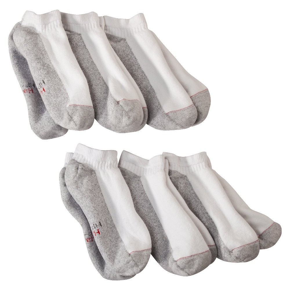 Men's Hanes Premium Xtemp Dry 6Pk White Low Cut Socks - size 6-12