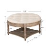 31" Round Tufted Ottoman Coffee Table with Lift-Top Hidden Storage,2-Tier Waterproof Linen Ottoman for Living Room-Baofuwish - 4 of 4