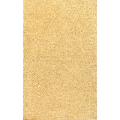 Mustard Synthetic Low-Pile Reversible Indoor Area Rug