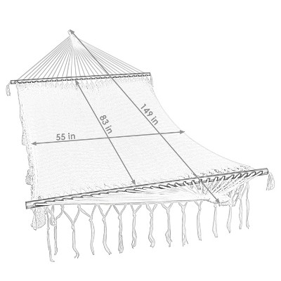 Blue Handwoven Cotton 2-Person Hammock with Spreader Bars