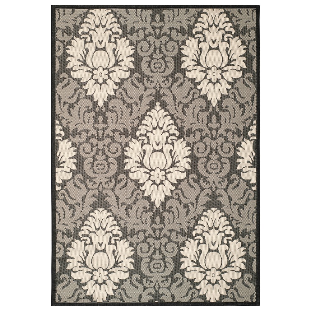 5'3inX7'7in Dorchester Outdoor Rug Black/Sand - Safavieh