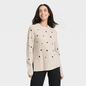 Women's Valentine's Crewneck Pullover Sweater - A New Day™ - 1 of 3