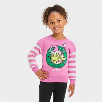 Toddler Girls' The Grinch Knitted Pullover Sweater - Pink
