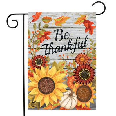 Be Thankful Fall Sunflowers and Pumpkins Garden Flag