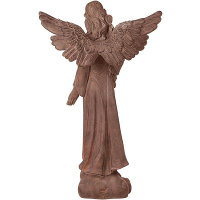 Large Rust Finish Resin Tudor Garden Angel Statue