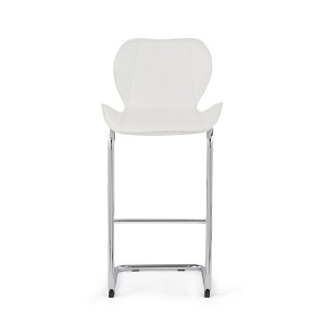 Upholstered Bucket Barstool with Low Back, Metal Footrest, and Foot Stoppers, Set of 4 for Kitchen or Home Bar - 1 of 4