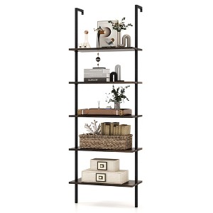 Tangkula 5 Tier Ladder Shelf 71" Height Wall-Mounted Bookshelf Display Storage Organizer - 1 of 4