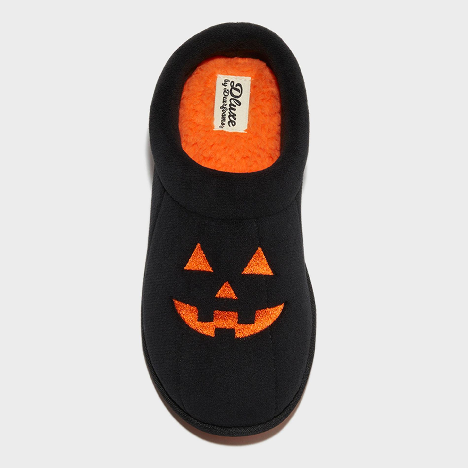 dluxe by dearfoams Unisex Jack-O-Lantern Scuff Slippers - Black L