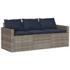 vidaXL Outdoor Patio Dining Set– 2 Piece Poly Rattan Furniture w/Cushions – 3-Seater Sofa & Acacia Wood Table - Gray/Navy Blue - 4 of 4