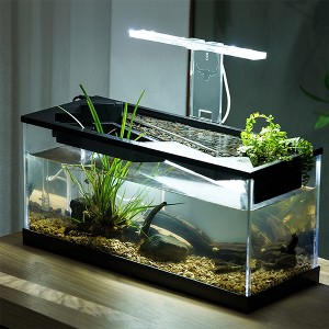 Desktop Water Scene Aquarium, Small Fish Tank with Lid, Aquarium Starter Kits with Air Pump for Shrimp, Turtle, and Reptile - 1 of 4