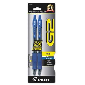 Pilot G2 Premium Retractable Gel Ink Pen Refillable Blue Ink .7mm 2/Pack 31032