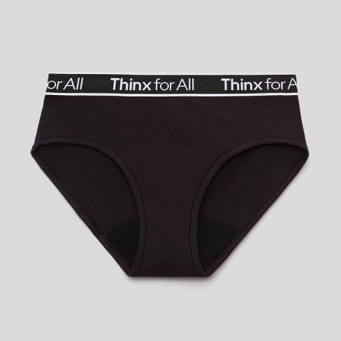 Thinx For All Women's Moderate Absorbency Brief Period Underwear - Black L  : Target