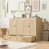 Full Size Murphy Bed with USB Port and Storage Drawers, Foldable Wood Cabinet Bed for Small Spaces-Baofuwish - 3 of 4