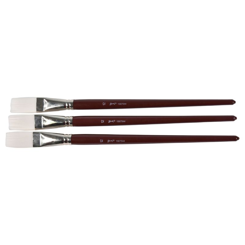 Sax True Flow Optimum White Taklon Paint Brushes, Flat, Size 6, Pack of 3, 1 of 5