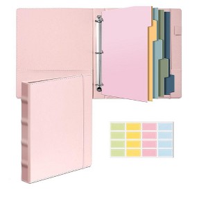Itopfox Pink PU Leather 3 Ring Binder Organizer with Dividers and Pockets for Letter Size Paper, Ideal for School, Office, and Home Use - 1 of 4