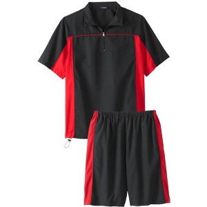KingSize Men's Big & Tall Quarter Zip Short Sleeve Colorblock Tracksuit - 1 of 4