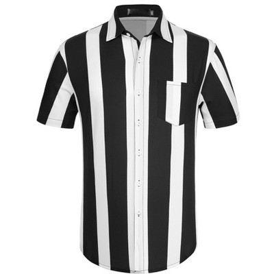 Lars Amadeus Men's Summer Striped Shirts Short Sleeves Button Down Beach Color Block Shirt