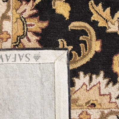 Handmade Black and Gold Wool High Pile Runner Rug