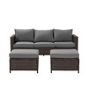 Sonkuki 3-Seater Patio Sofa Set Brown/Gray Rattan with Ottomans - 2 of 4