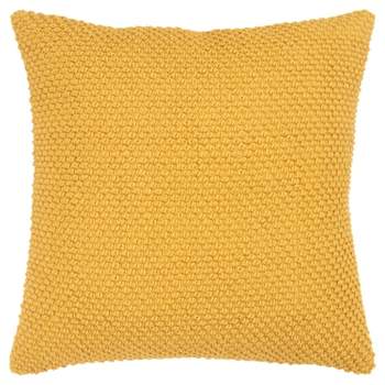 20"x20" Oversize Handloom Textured Square Throw Pillow Mustard - Rizzy Home