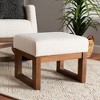 Yashiya Boucle Ottoman Footstool: Mid-Century Design, Rubberwood Frame - Baxton Studio - 3 of 4