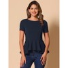 INSPIRE CHIC Women's Short Sleeve Round Neck Stretch Business Classic Peplum Top - 4 of 4