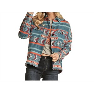 Women's Shacket Shirt Jacket - Rock & Roll Denim - 1 of 3