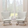 VECELO Upholstered Teddy Fabric Rocking Chair Modern Lounge Rocker Recliner with Safe Solid Wood Base Gray/White/Pink - 4 of 4
