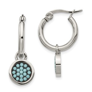 Chisel Stainless Steel Polished with Preciosa Crystal Circle Dangle Hoop Earrings - 1 of 4