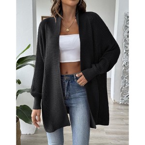 Coolmee Women Fashion Casual Oversized Open Front Long Sleeve Chunky Knit Cardigans Sweaters Outerwear Coats - 1 of 4