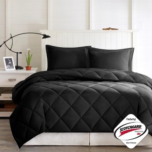 SEVOBAL Bedding Sets, Full/Queen Diamond Quilted Comforter with 3M Stain Protection and Down Alternative Fill, Black, 22.44"*18.11"*5.51" - 1 of 4