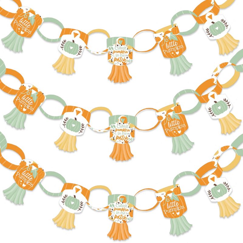 Big Dot of Happiness Little Pumpkin - Decoration Kit - Fall Birthday Party or Baby Shower Paper Chains Garland - 21 feet, 1 of 9