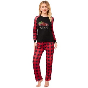 Christmas Pajamas for Family Pjs Matching Sets PlaidShirts Pants Sleepwear Nightwear Women Men Kids - 1 of 4
