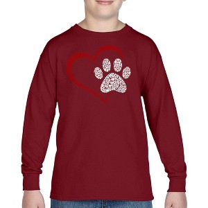 LA Pop Art Paw Heart - Boy's Word Art Long Sleeve T-Shirt - 1 of 4