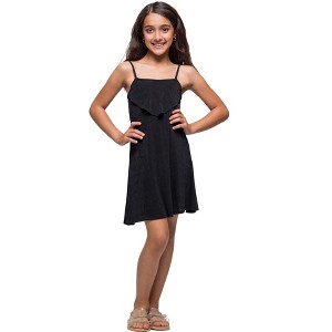Girls Shimmery Spaghetti Strap Knee Length Dress - 24sevenKid™ - 1 of 4